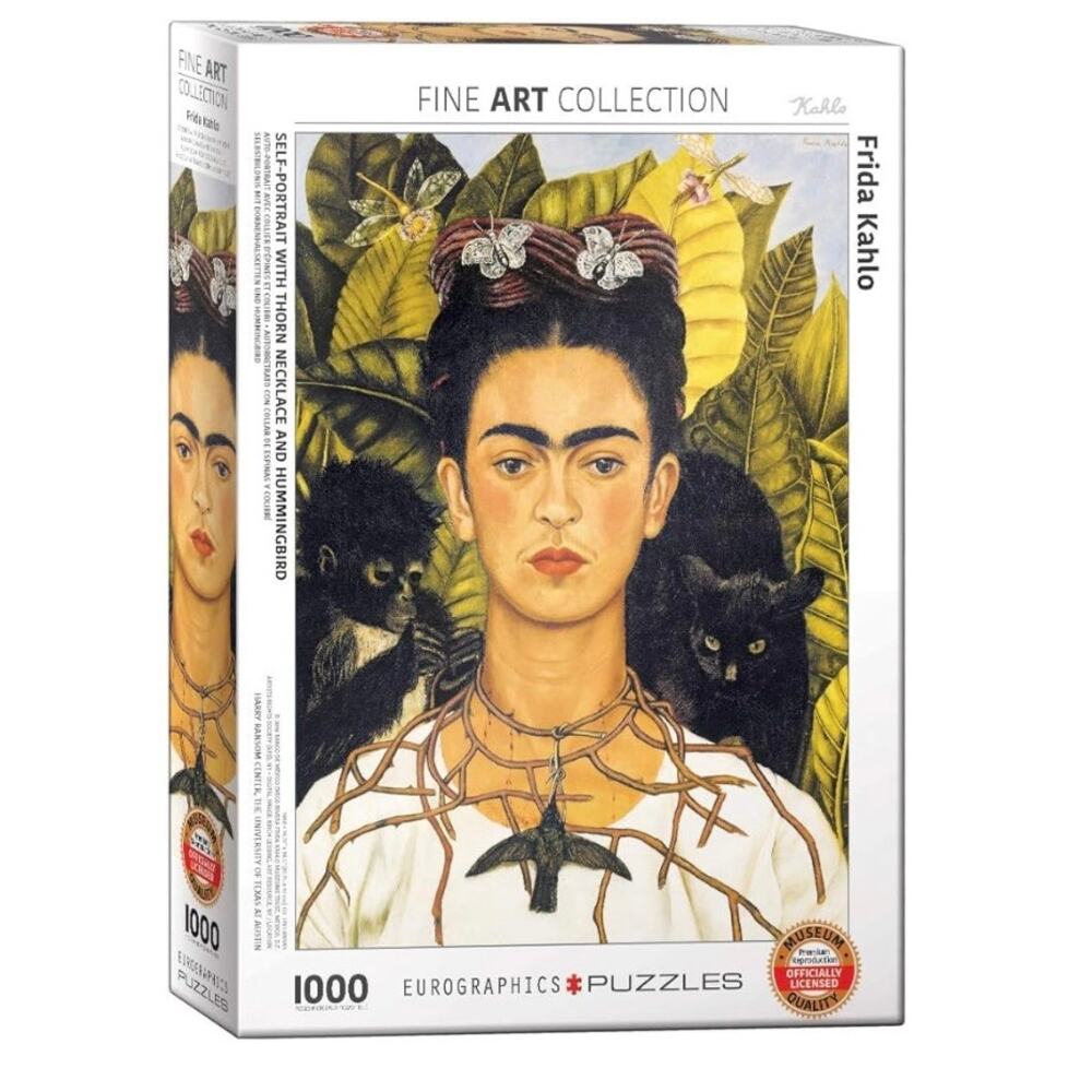FRIDA KAHLO 1000 Piece Puzzle Self Portrait with Thorn Necklace and Hummingbird